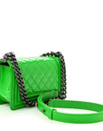 Patent Quilted Small Boy Flap Green