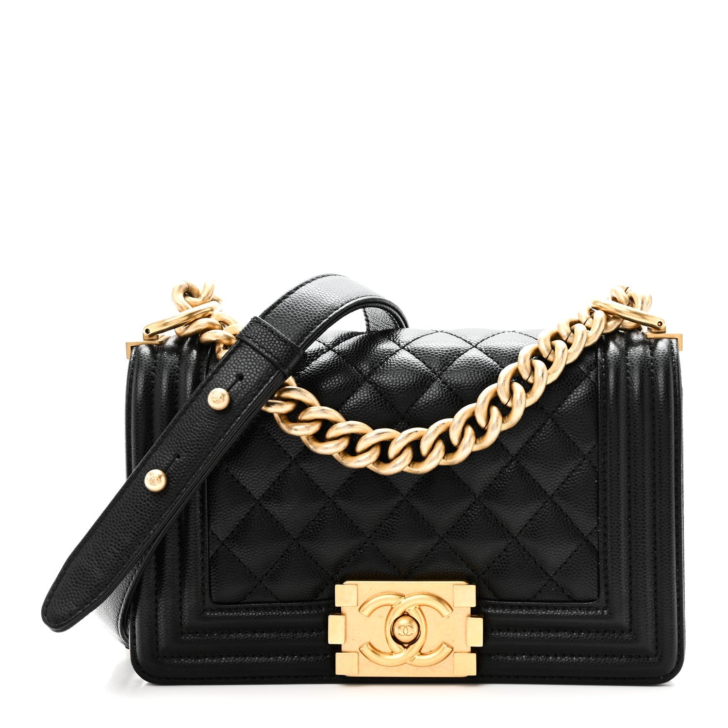 Caviar Quilted Small Boy Flap Black