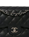 Caviar Quilted Jumbo Double Flap Black