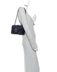 French Calfskin Intrecciato City Knot Bag Sapphire