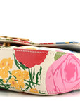 X KEN SCOTT Calfskin Matelasse Floral Print Super Mini GG Marmont Shoulder Bag Ivory Pink