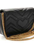 Calfskin Matelasse Super Mini GG Marmont Shoulder Bag Black