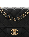 Lambskin Quilted Mini Rectangular Flap Black