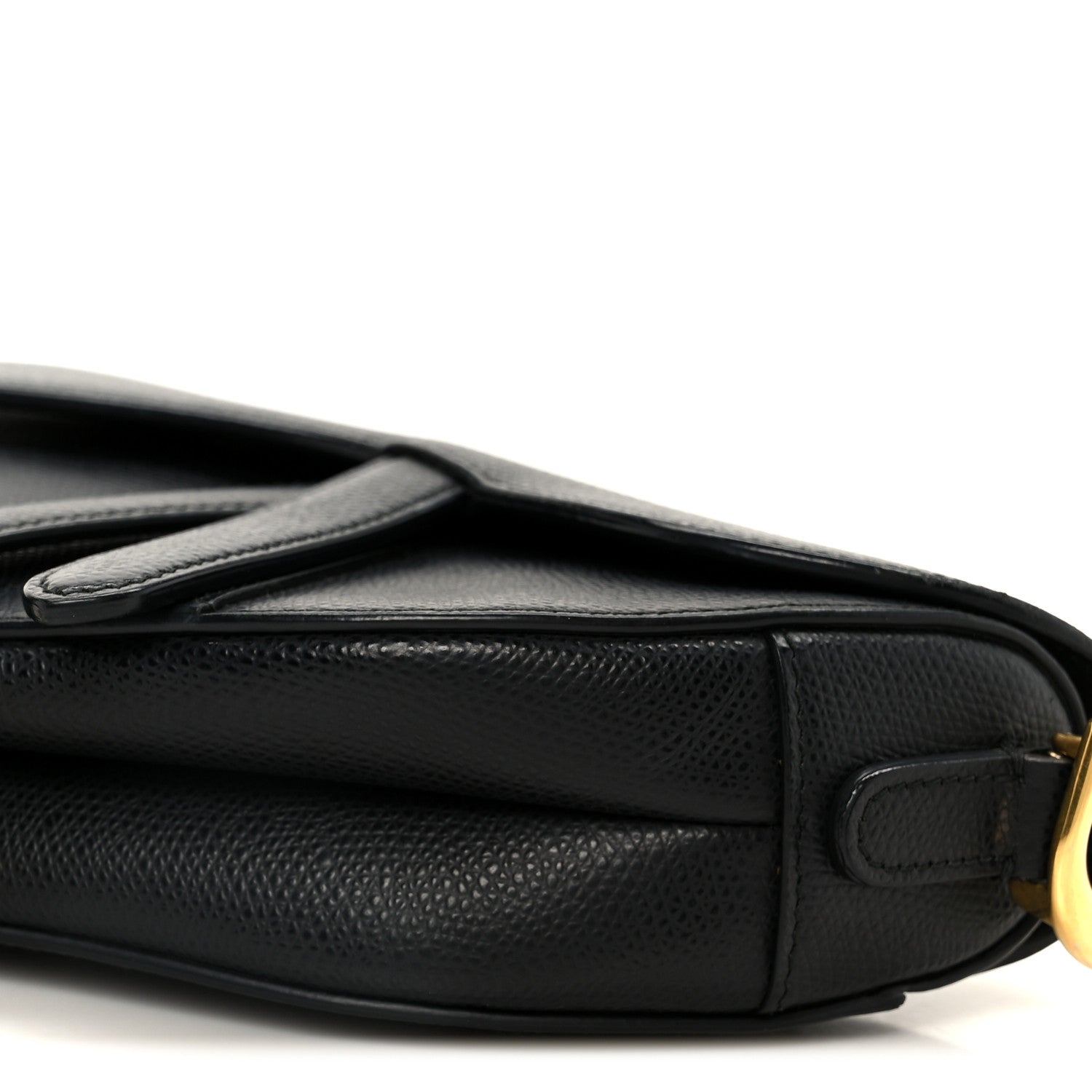 Grained Calfskin Mini Saddle Bag Black