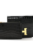 Shiny Alligator Constance Slim Wallet Black
