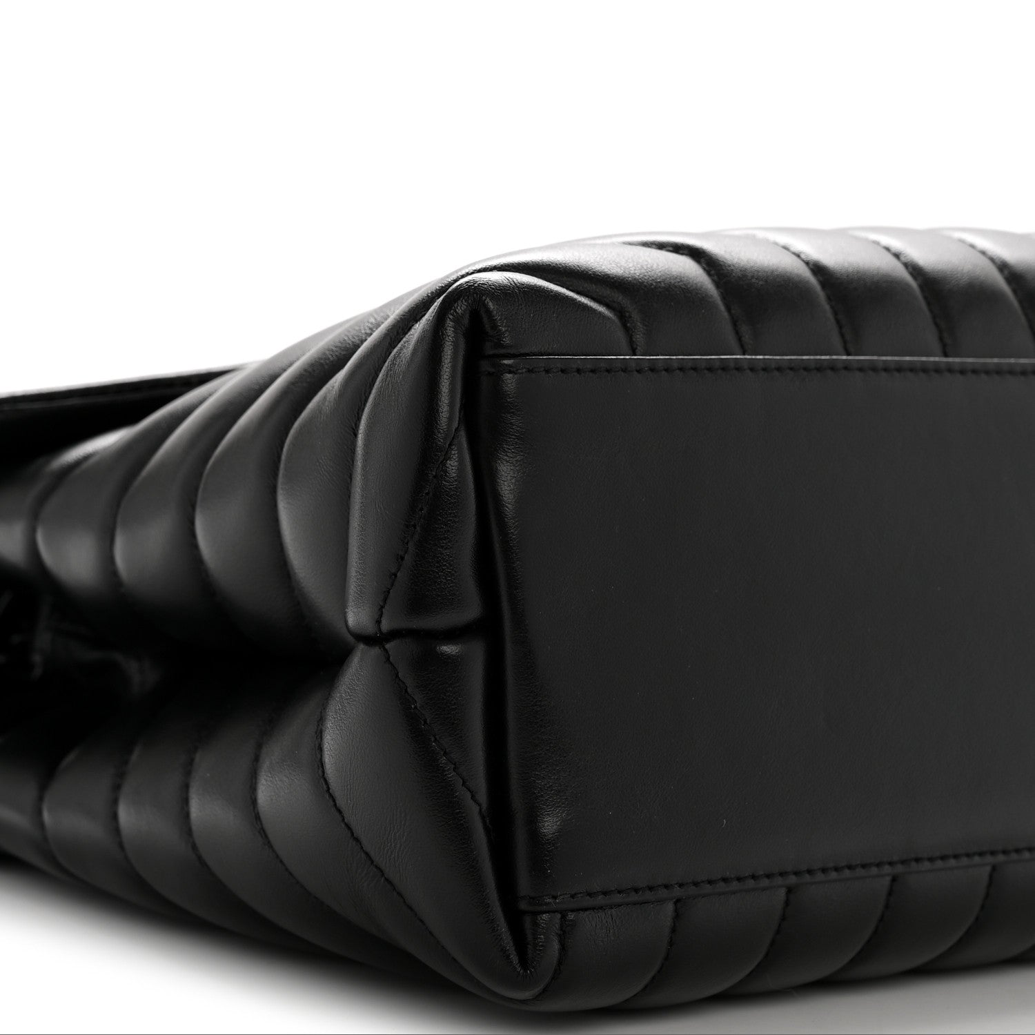 Calfskin Y Quilted Monogram Monochrome Medium Loulou Chain Satchel Black