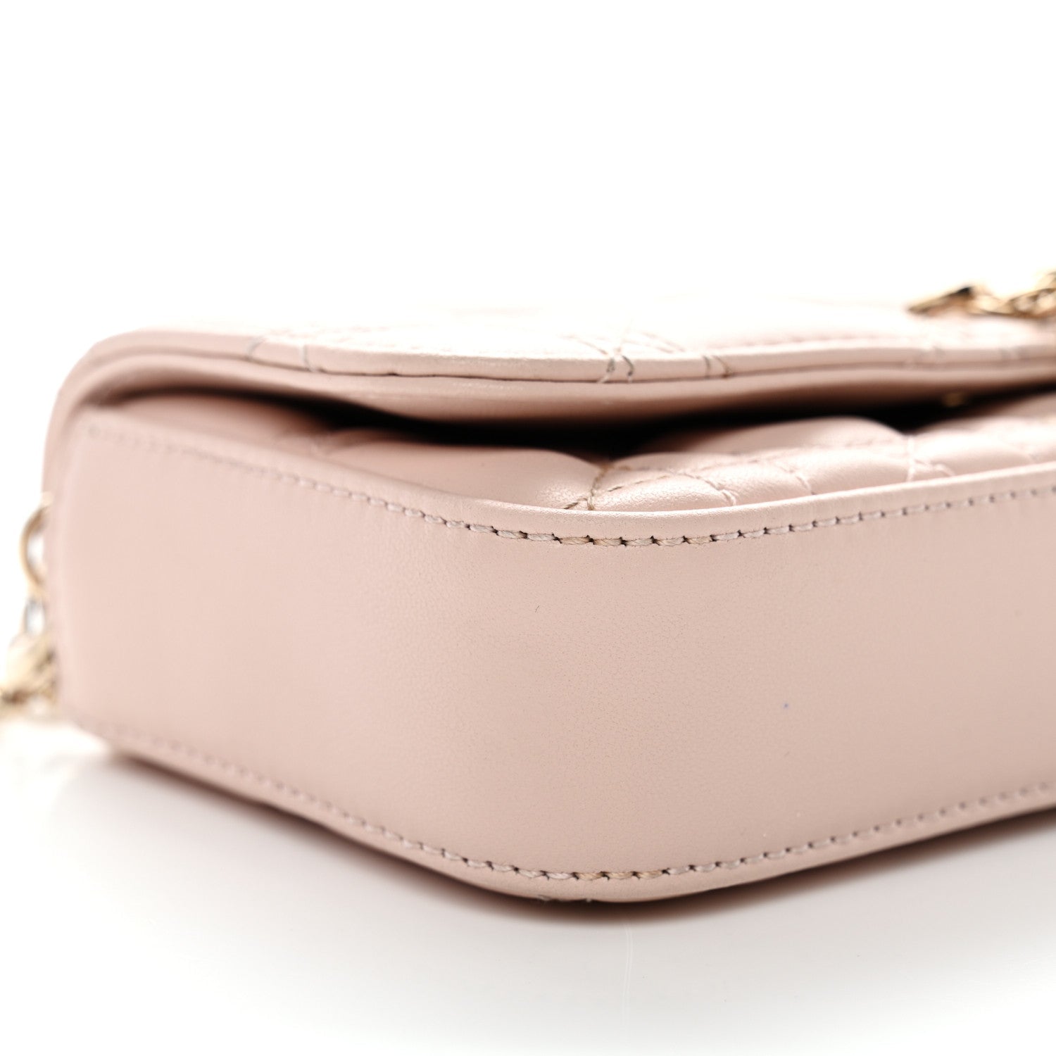 Lambskin Cannage D1OR Talk Phone Pouch Rose Poudre