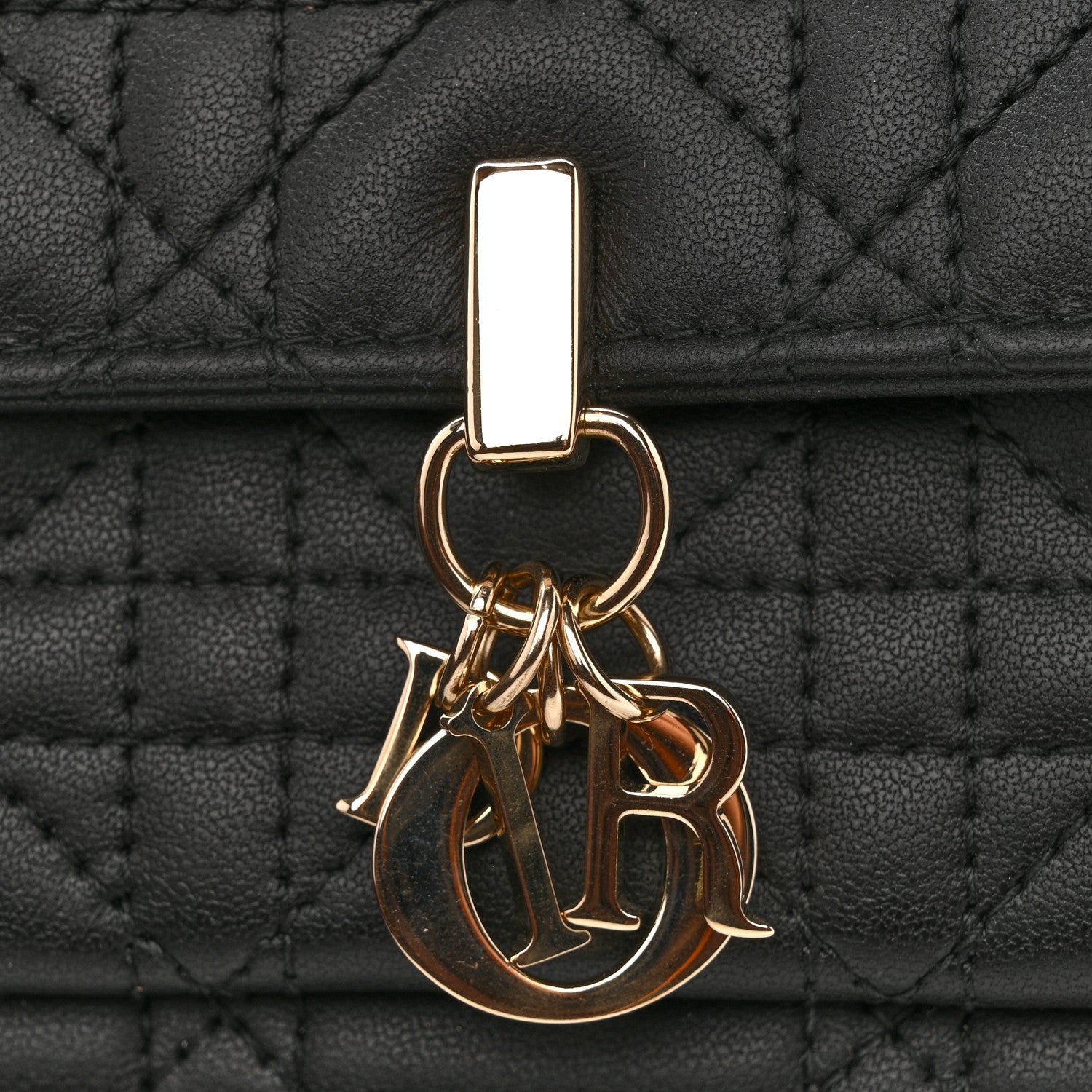 Lambskin Cannage Chain My D1OR Daily Chain Pouch Black