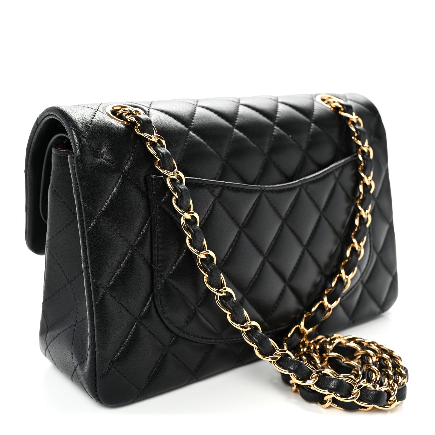 Lambskin Quilted Small Double Flap Black