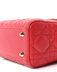Lambskin Cannage Small Lucky Badges Lady D1OR Red