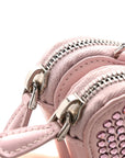 Satin Crystal Mini Triangle Crossbody Pouch Alabastro