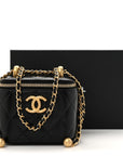 Calfskin Quilted Mini Perfect Fit Vanity Case With Chain Black