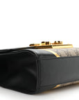 Calfskin GG Supreme Monogram Small Padlock Shoulder Bag Black Gold