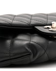 Calfskin Quilted CC Uniform Flap Belt Bag Black