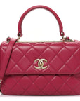 Lambskin Quilted Small Trendy CC Flap Dual Handle Bag Dark Pink