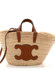 Raffia Calfskin Triomphe Teen Panier Tan