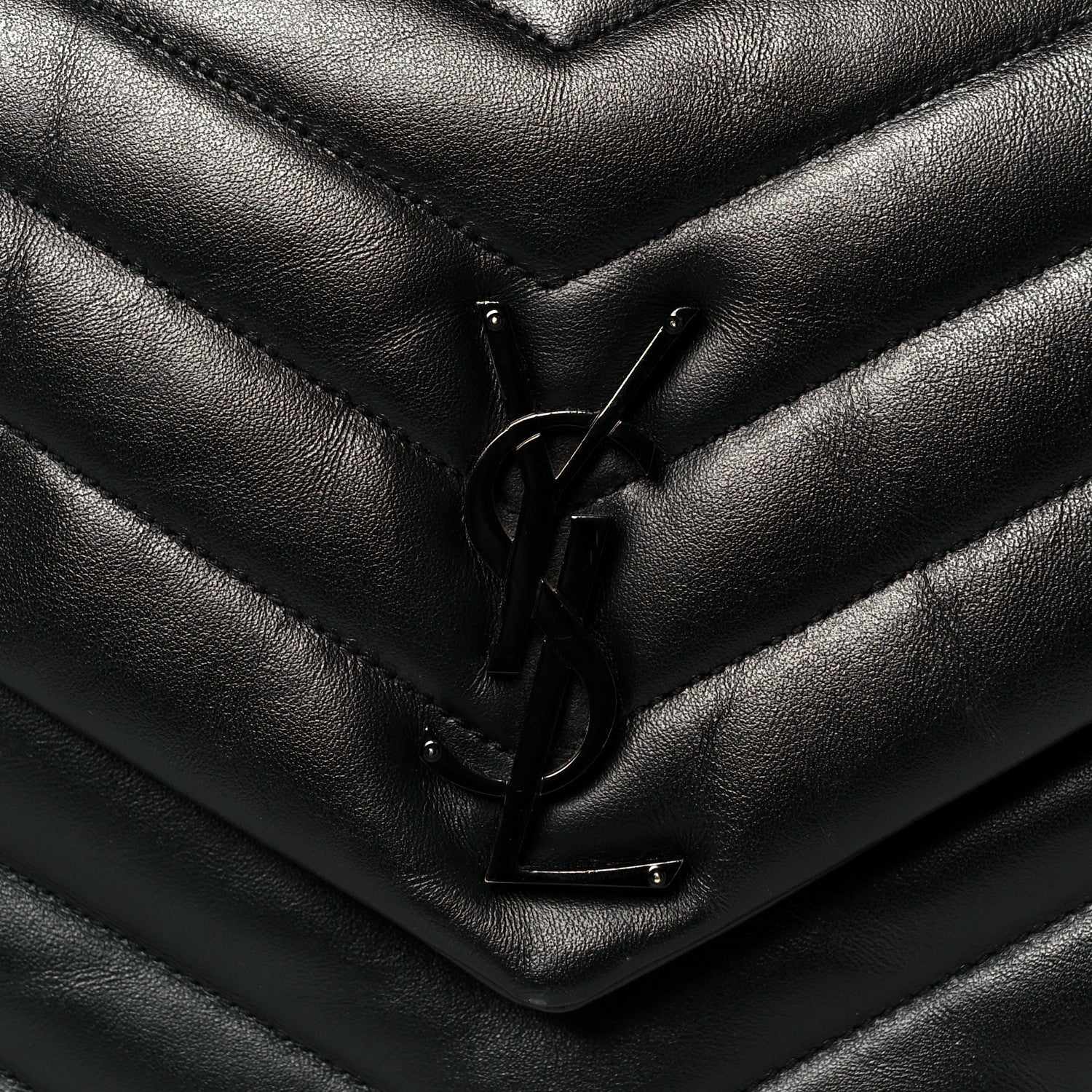 Calfskin Y Quilted Monogram Monochrome Medium Loulou Chain Satchel Black