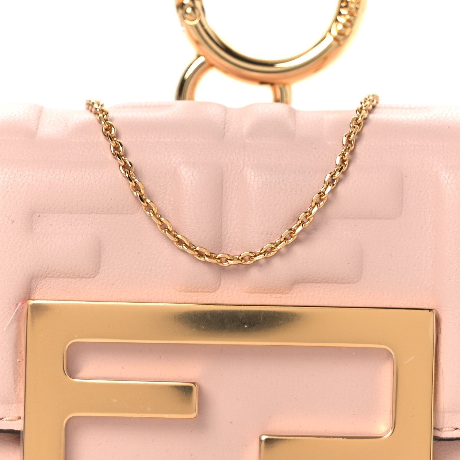Nappa Matisse FF Embossed Nano Baguette Charm Rosa Quarzo
