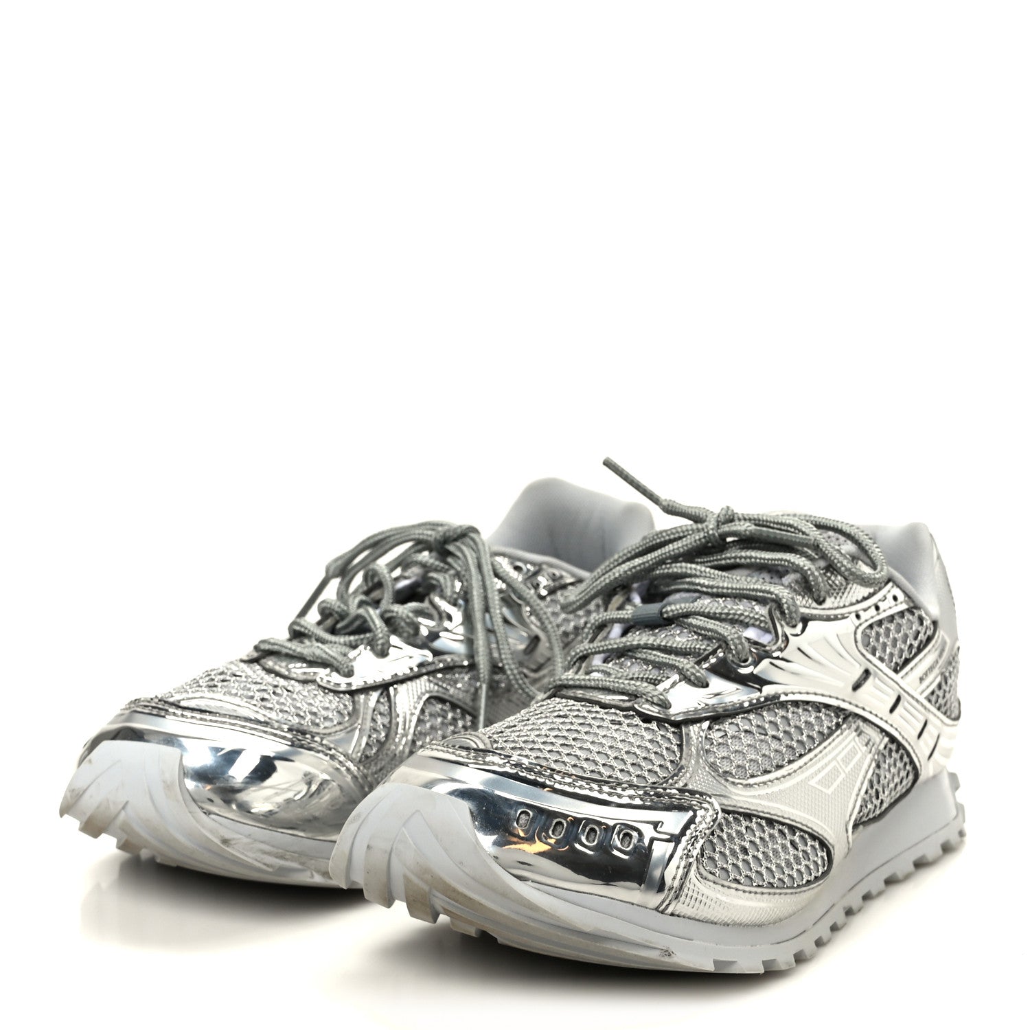 Calfskin Fishnet Fabric Orbit Sneakers 39 Silver