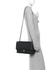 Caviar Quilted Jumbo Double Flap Black