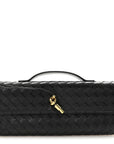 Nappa Intrecciato Long Andiamo Top Handle Clutch Black