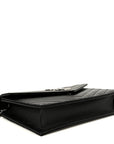 Grain De Poudre Matelasse Chevron Monogram Envelope Chain Wallet Black