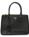 Saffiano Small Galleria Double Zip Tote Black