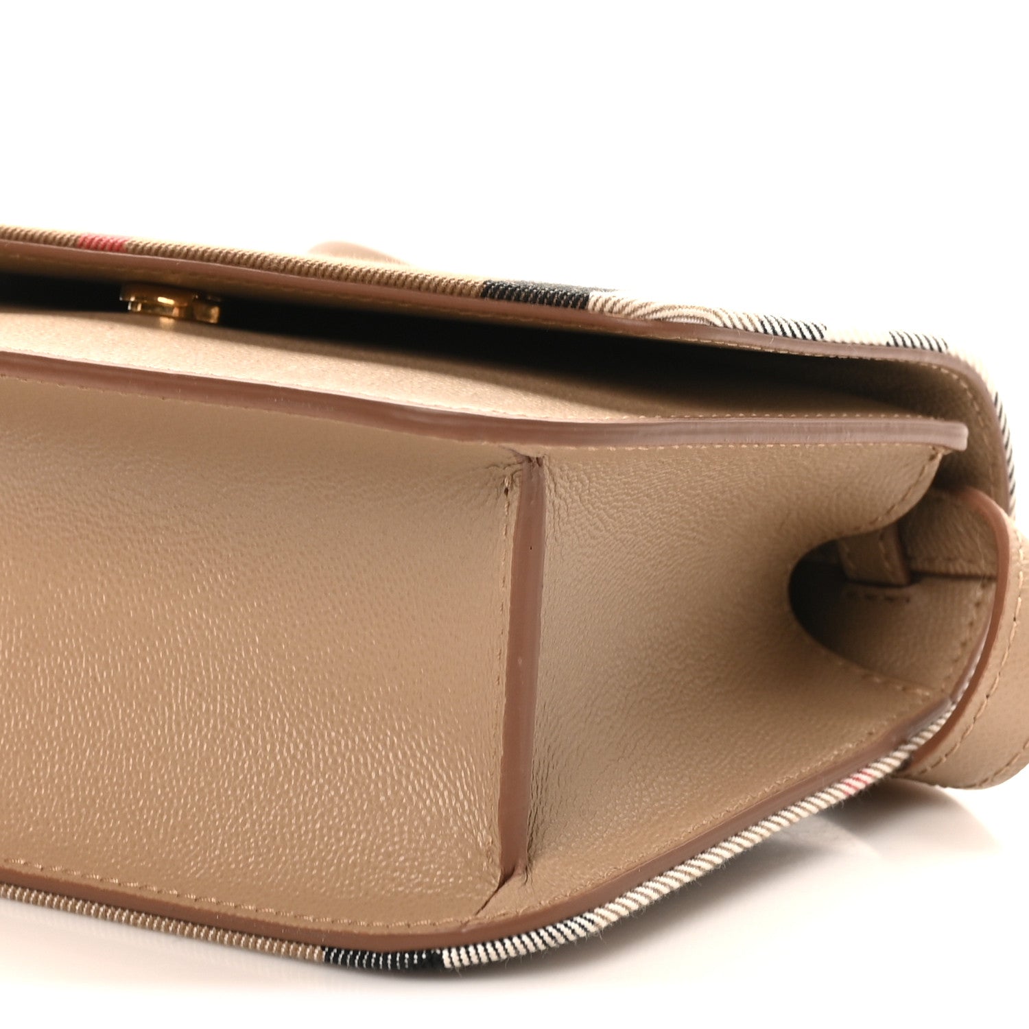 Grained Calfskin House Check Small Madison Shoulder Bag Chestnut Beige