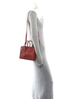 Calfskin Crocodile Embossed Nano Sac De Jour Rose Fonce