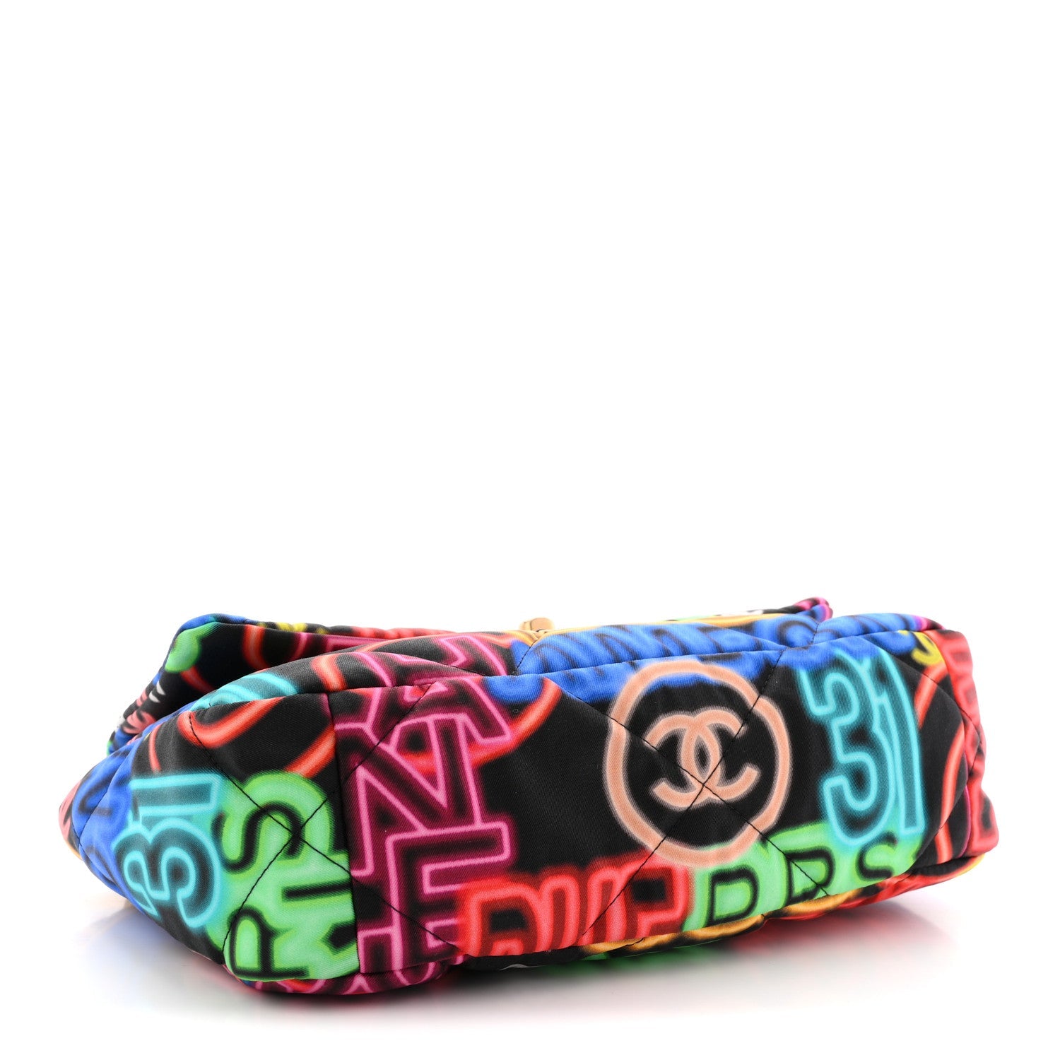 Fabric Printed Medium CHNL 19 Flap Black Multicolor