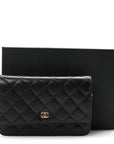 Caviar Quilted Wallet on Chain WOC Black
