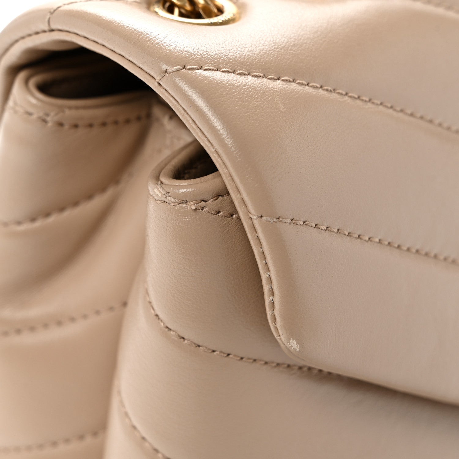 Calfskin Y Quilted Monogram Small Loulou Chain Satchel Dark Beige