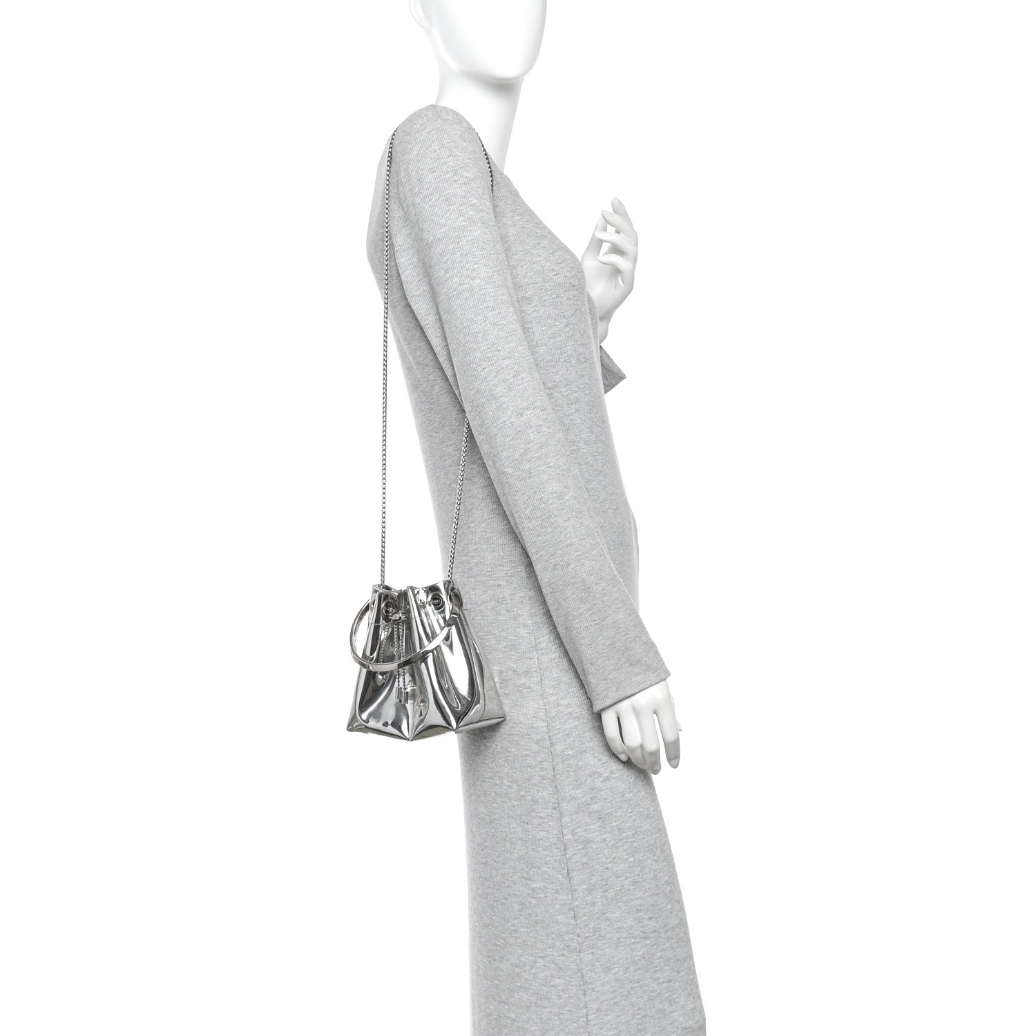 Metallic Patent Bon Bon Bag Silver