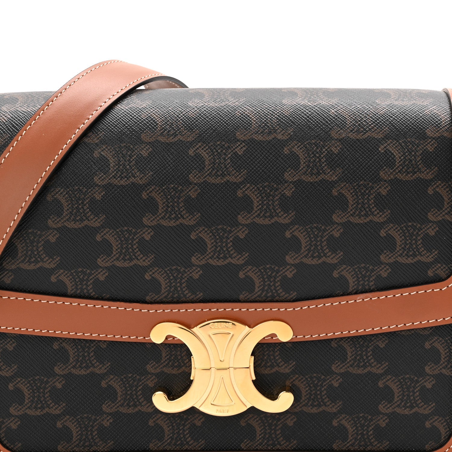 Triomphe Canvas Calfskin Medium Triomphe Bag Tan