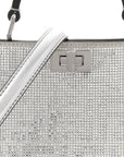 Crystal Vitello Laminato FF Petite Peekaboo I SEE U Satchel Crystal Argento