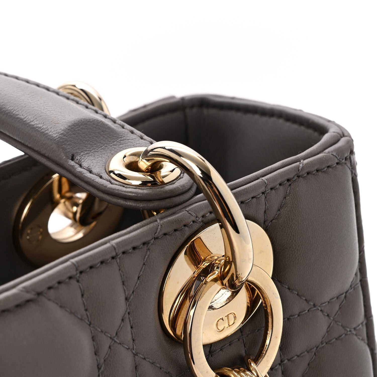 Lambskin Cannage Small Lady D1OR Grey