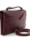 Nappa Intrecciato Knot Lock Top Handle Crossbody Bag Barolo
