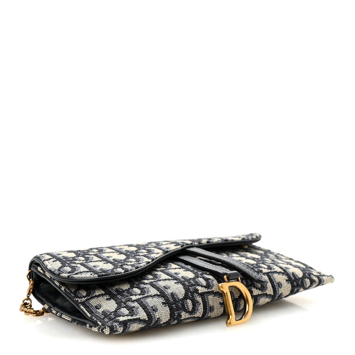 Oblique Saddle Chain Long Wallet Blue