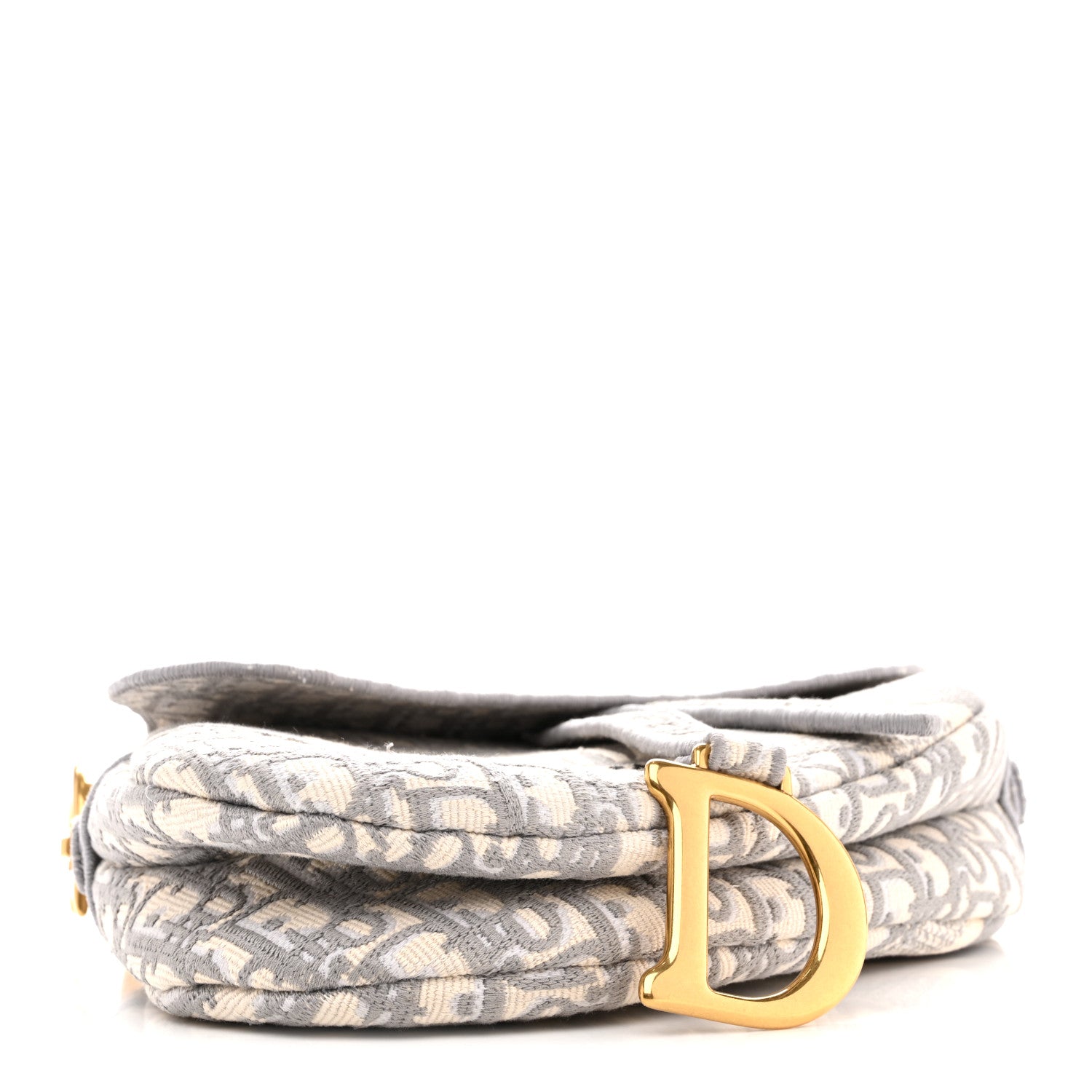 Oblique Embroidered Saddle Bag Gray