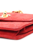Suede Quilted Mini Square Flap Red