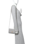 Caviar Quilted Studded CC Wallet On Chain WOC Grey
