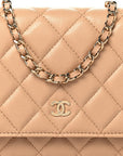 Caviar Quilted Wallet on Chain WOC Beige