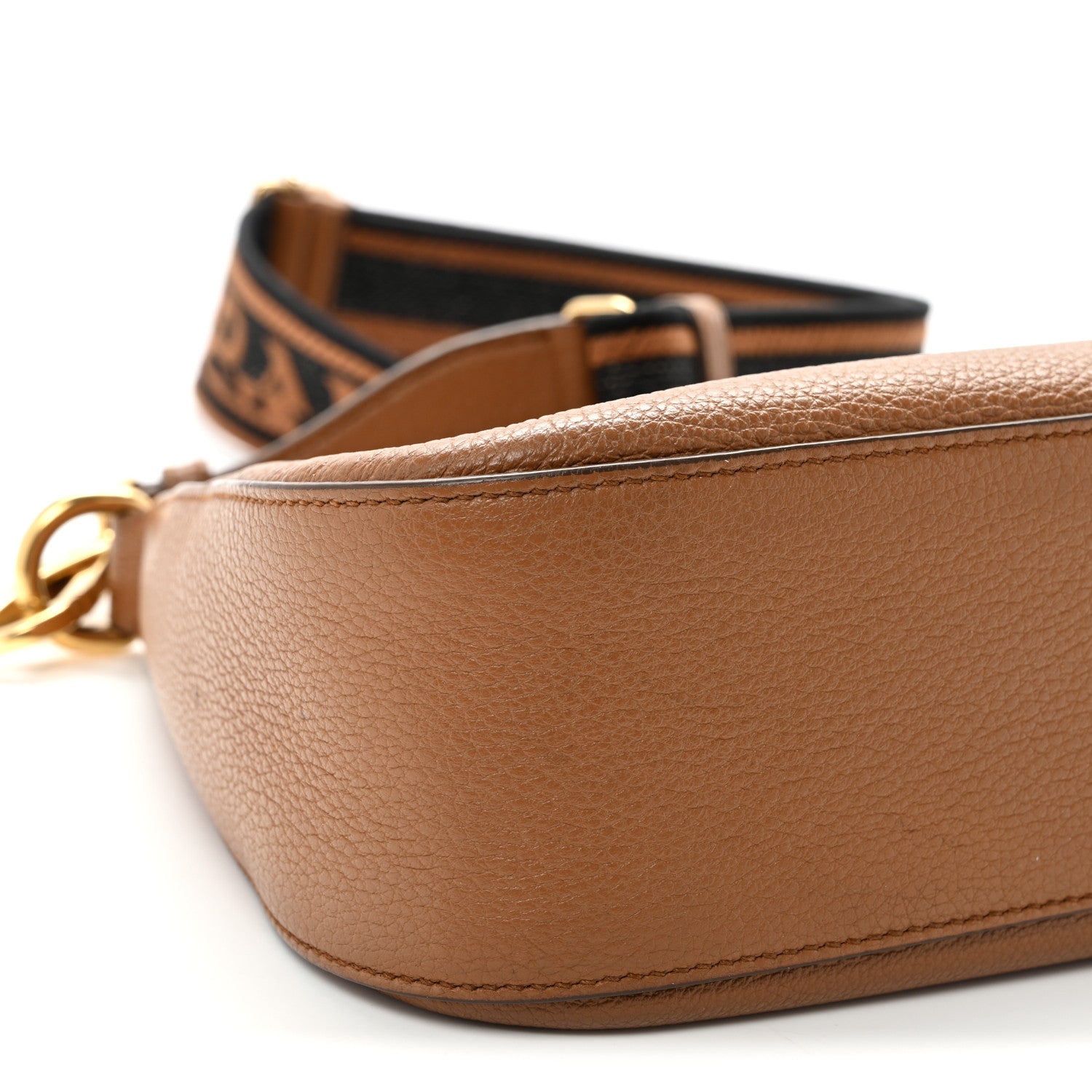 Vitello Daino Soft Zippered Hobo Shoulder Bag Caramel