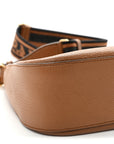 Vitello Daino Soft Zippered Hobo Shoulder Bag Caramel