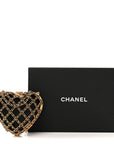 Metal Lambskin Quilted CC Heart Minaudiere Crossbody Black