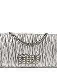 Metallic Nappa Matelasse Chain Crossbody Silver