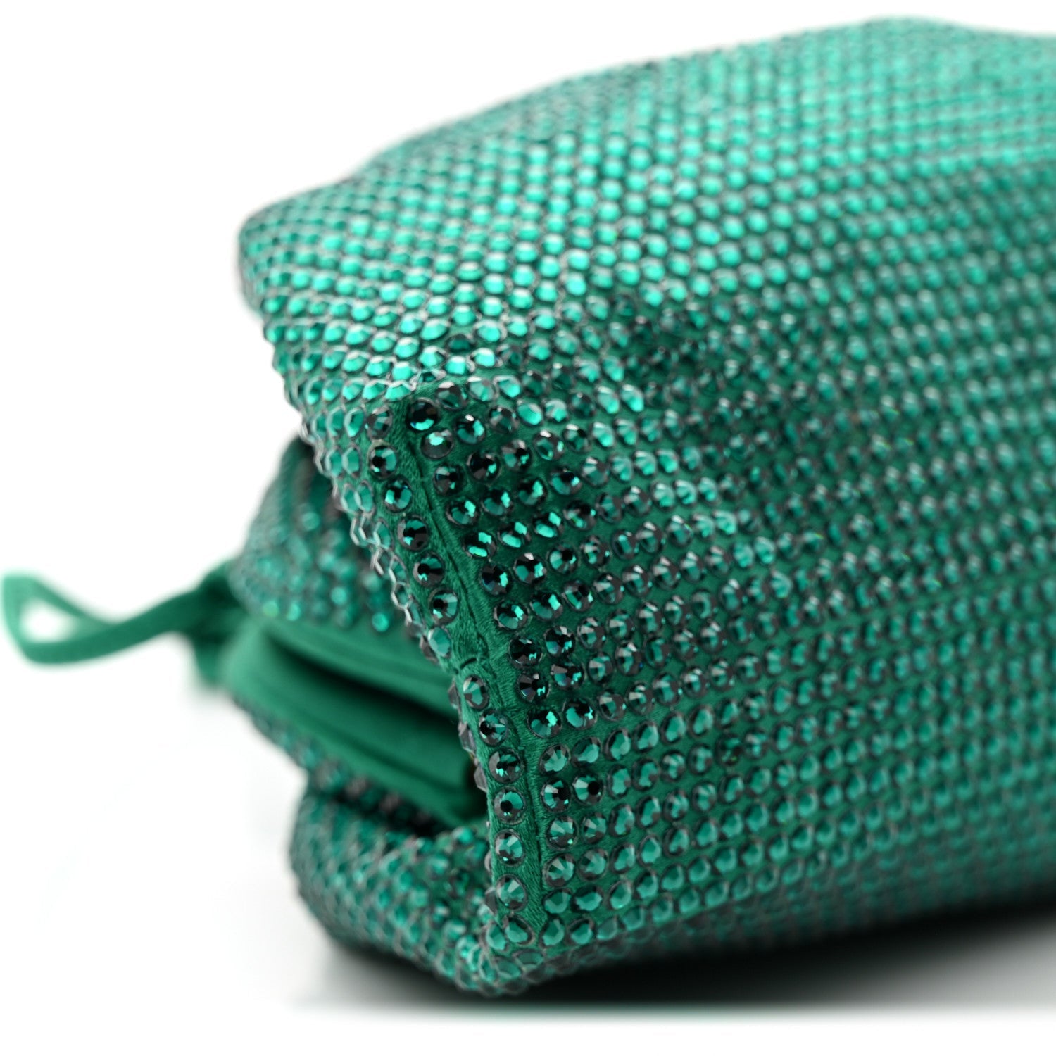 Satin Crystal Embellished The Mini Pouch Emerald