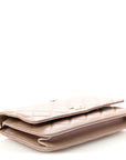 Iridescent Caviar Quilted Wallet on Chain WOC Beige