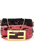 Sequin Paillettes Shiny Nappa Sex and the City Nano Maxi Buckle Baguette Charm Granata