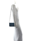 Shiny Caviar Quilted Enamel CC Wallet On Chain WOC Blue